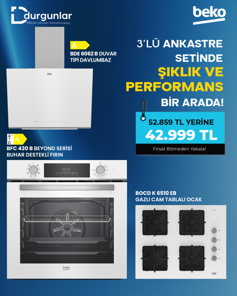 3'lü Beyaz Ankastre Set