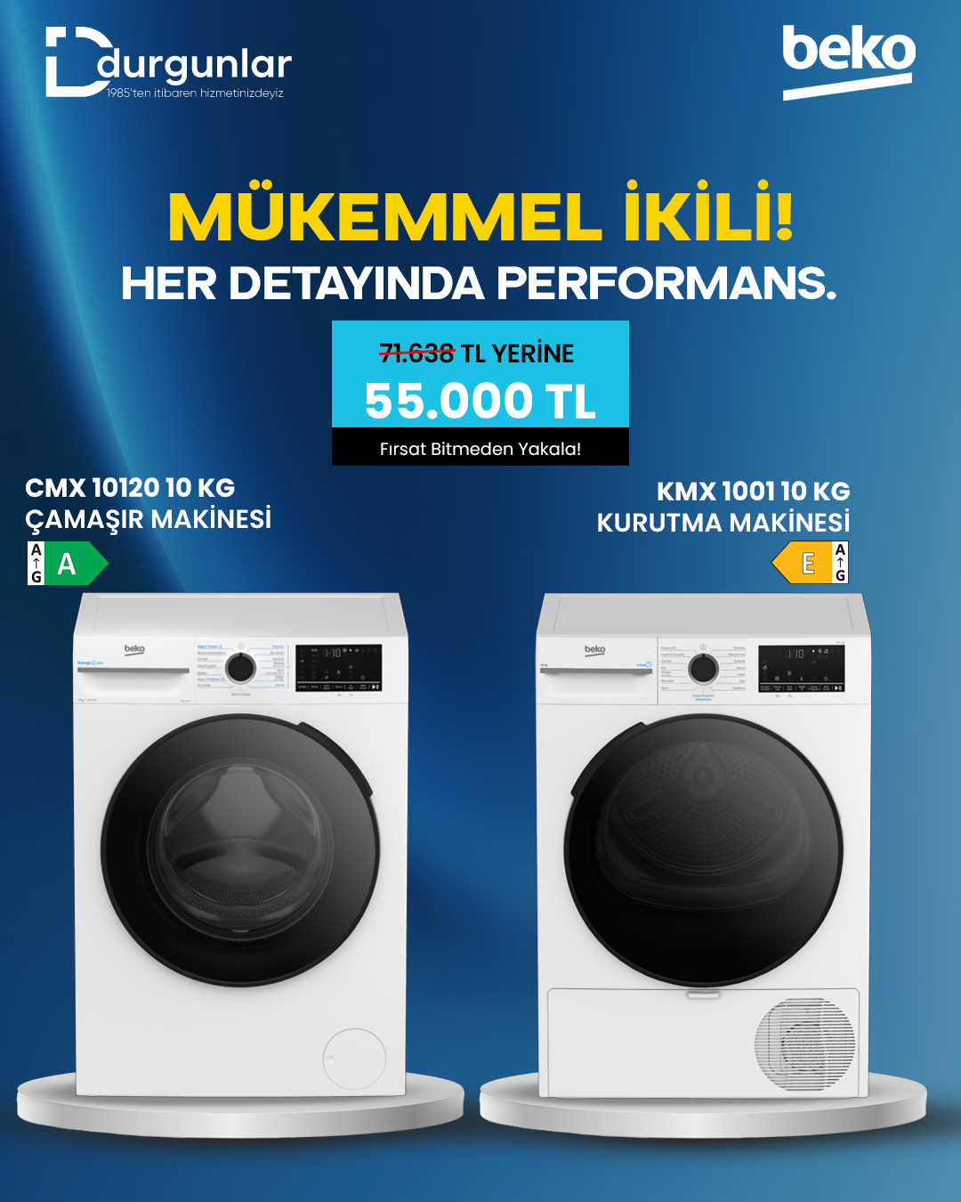 10 kg Çamaşır&Kurutma Seti